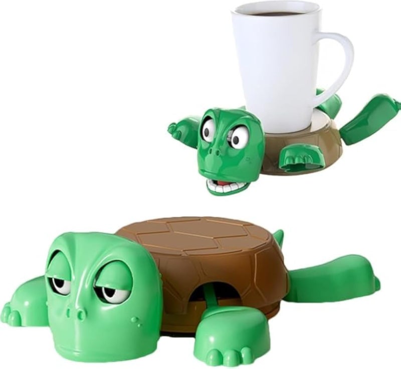 حامل أكواب تفاعلي على شكل سلحفاة، حامل مشروبات مكتبي مرح، مانع للانزلاق، تصميم حيواني لطيف، قاعدة ثابتة، سهل التنظيف، استخدام هادئ، حجم صغير